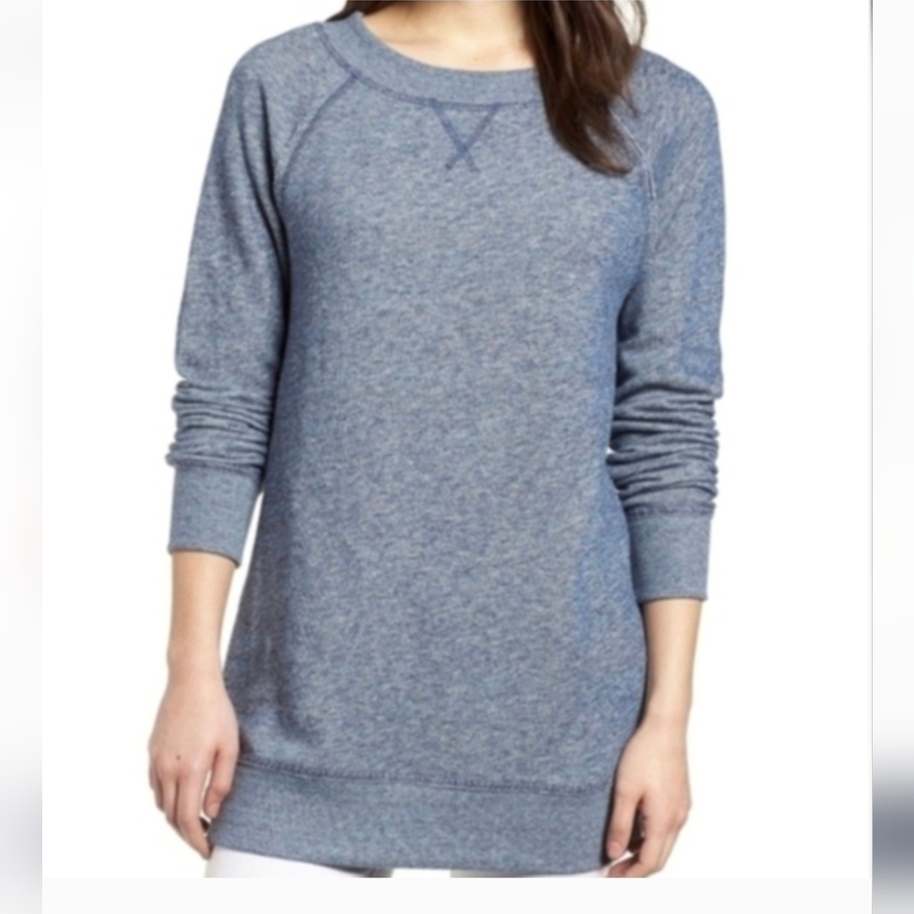 Minimalist Comfy Tunic Sweatshirt Blue Cozy Crewneck Casual Caslon